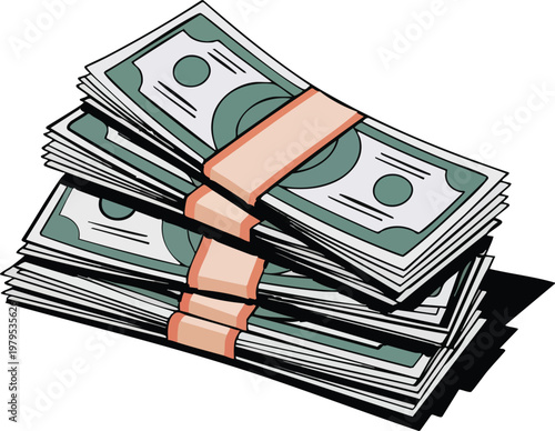 Stack of Money Vector Illustration – Bundles of Cash and Dollar