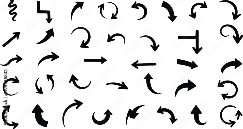 Fototapeta premium A collection of black arrows on a white background