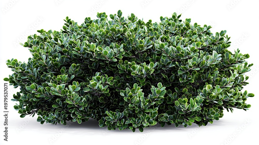 Obraz premium A dense evergreen shrub featuring vibrant green leaves with subtle variegation