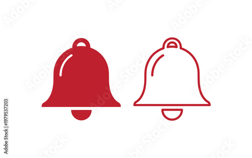 Red and outlined bell notification symbols alert