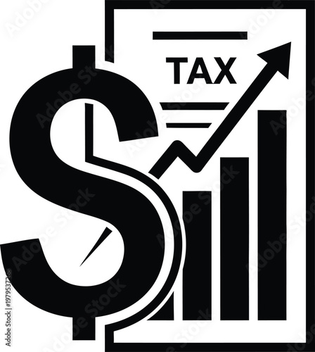 Tax, finance, dollar sign, graph, vector icon, business concept, money growth