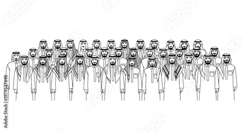 Group of men in traditional attire, standing together, portrait style.