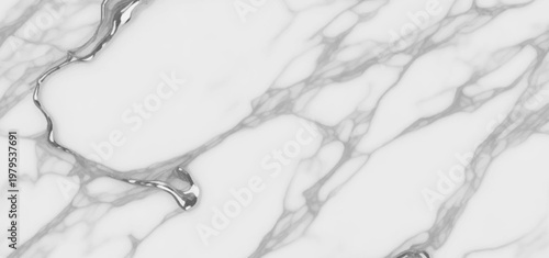 White Marble Texture Background with Natural Grey Veins, Luxury Stone Surface Pattern for Interior Design, Tile, Architecture and Elegant Backdrop