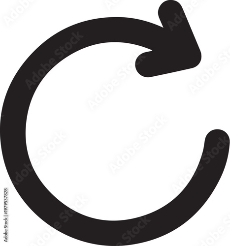 Black refresh icon, circular arrow symbol, loading sign, reload button