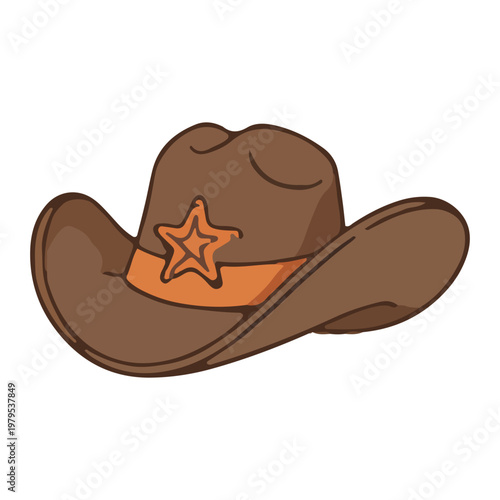 Brown Sheriff Cowboy Hat Illustration