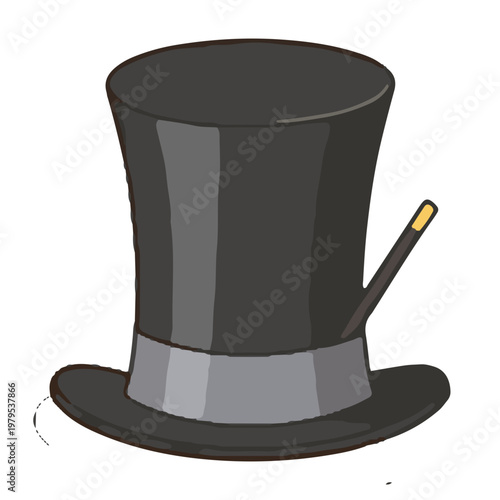Magician Hat and Wand Illustration