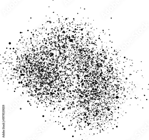 Black paint dotted spray, dust powder or particles scattered, vector realistic dusty overlay texture, sand splash effect