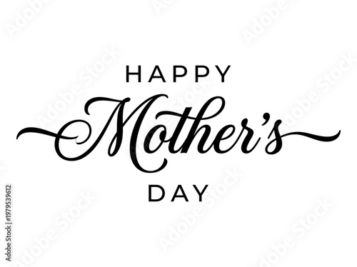 Happy Mother's Day Elegant Calligraphy Typography Logo Design on White Background