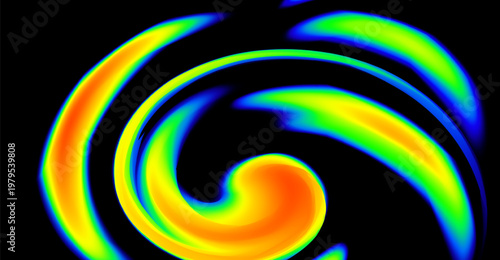 Thermographic map, heat wave background, vector abstract swirl infrared radiation, temperature multicolored gradient