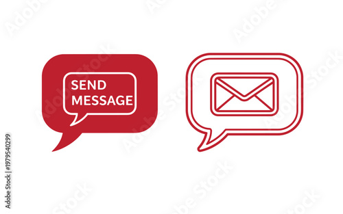 Red speech bubbles with send message and email chat messaging