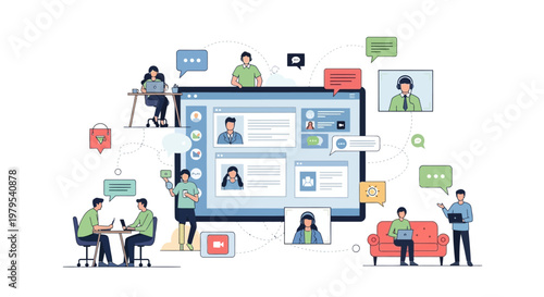 Online Networking and Communication Concept - People Connecting via Digital Devices
