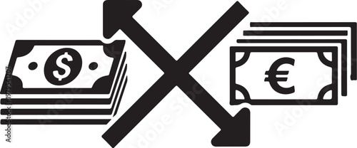 Currency exchange, dollar to euro conversion, money swap, financial transaction