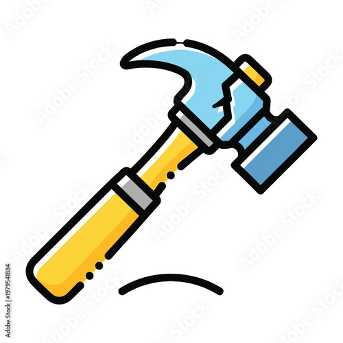 Broken Hammer Hand Tool Icon with Cracked Metal Head Design for Construction Repair Concepts