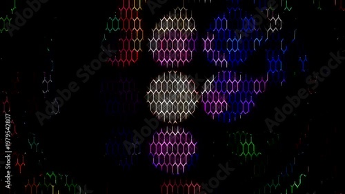 Wallpaper Mural Symmetrical kaleidoscope motif with blue diamond shapes forming a glowing geometric pattern on a black background.	 Torontodigital.ca