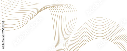 Luxury abstract gold wavy line pattern (kurva guilloche) dengan ruang copy. Warna emas yang elegan, gradien mulus pada latar belakang putih. Tekstur vektor premium bergaris untuk spanduk,