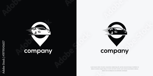 Car Ride Sharing Logo with Location Pin