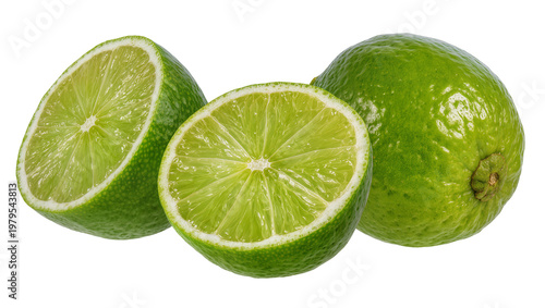 Fresh Green Lime Slices and Whole Fruit Arrangement