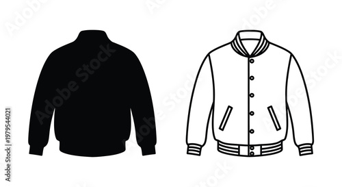 Two views of a varsity jacket showcasing front and back silhouette