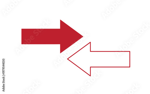 Red and white arrows pointing in opposite directions red arrow