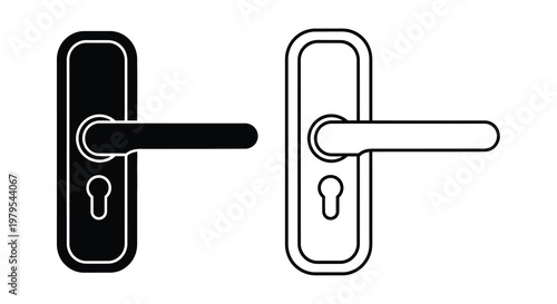 Two door handles one black and one white in a graphic silhouette