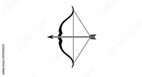 A sleek black bow and arrow illustration a striking silhouette
