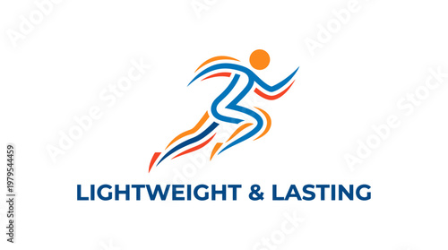 Abstract Running Figure Logo With Text