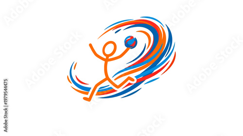 Abstract Handball Player in Action with Motion Trails