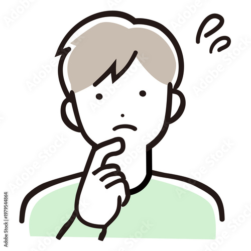 考え込むパパ／迷い・検討・悩みの男性パステルイラスト