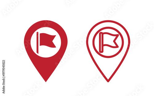 Free Download Red map pin with flags, location markers red symbols navigation - GFXLoad