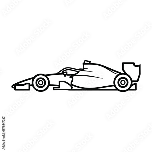 Racing car line drawing speedster vehicle
