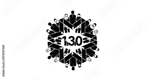 Group of people gathering around a central point, teamwork concept.