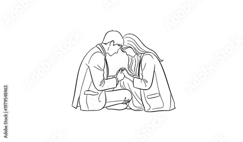 Black and white romantic couple sitting together vector illustration showing love and intimacy