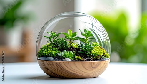 Miniature Terrarium - A Lush Ecosystem in a Glass Globe.