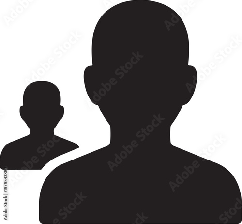 Silhouette icons, two people, black, vector graphics, user profiles, avatar set