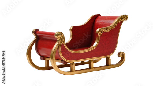 Canvas-taulu Red ornate Santa s sleigh with golden accents and curved runners