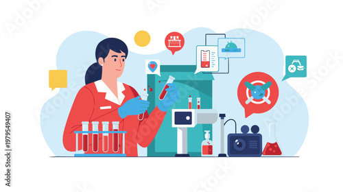 Scientist working on various experiments with equipment and technology