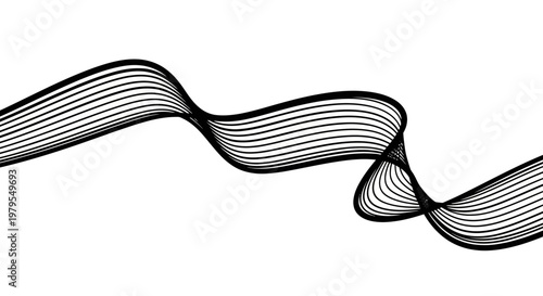 Abstract Black Lines Wave Flowing