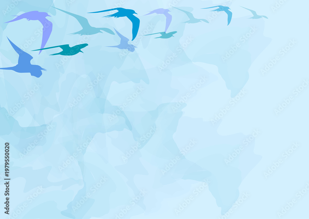 Obraz premium 空を飛ぶ夏の鳥のイラスト