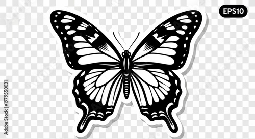 Black and White Butterfly Illustration - Elegant Insect Graphic