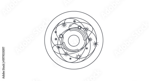 Cosmic Abstract Circle with Stars and Swirls