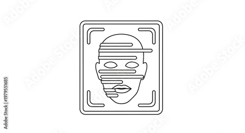 Facial Recognition Scan Icon, Biometric Identification Technology