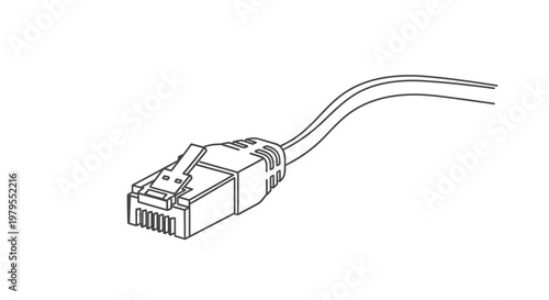 Ethernet Cable Connector RJ45 Line Art Icon