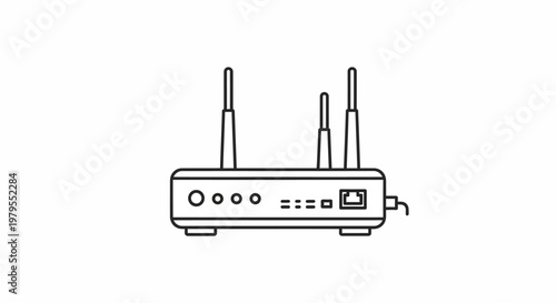 Wireless Router Icon, Network Device, Internet Connection, Wi-Fi Signal