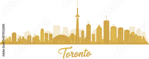 golden toronto canada city skyline panorama with landmarks and modern skyscraper silhouette vector