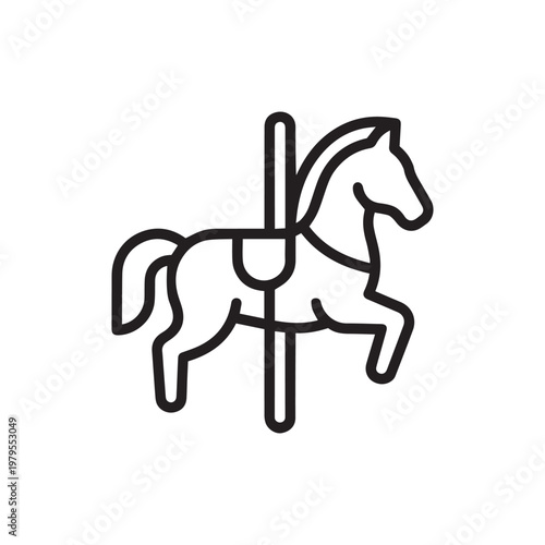 Black outline horse carousel ride.
