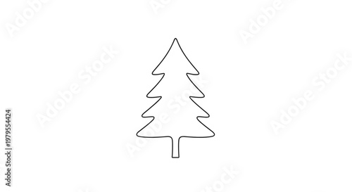 Minimalist Outline Christmas Tree Icon