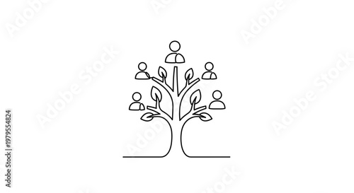 Family Tree Icon Representing Genealogy and Organizational Structure