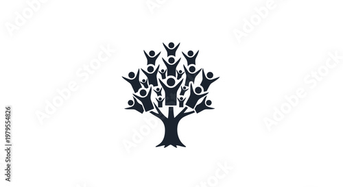 Community Tree with Happy People Icon