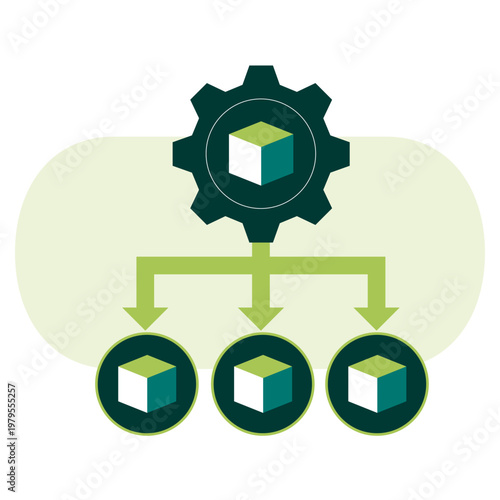 AI Model Deployment & Distribution Icon, Scalable Model Serving System Integration Multi Output Machine Learning Deployment Architecture