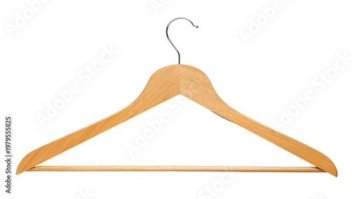 Light brown wooden clothes hanger with metal hook